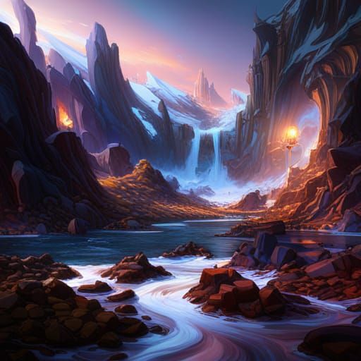 Fantastical Abstract Painting with Deep Color