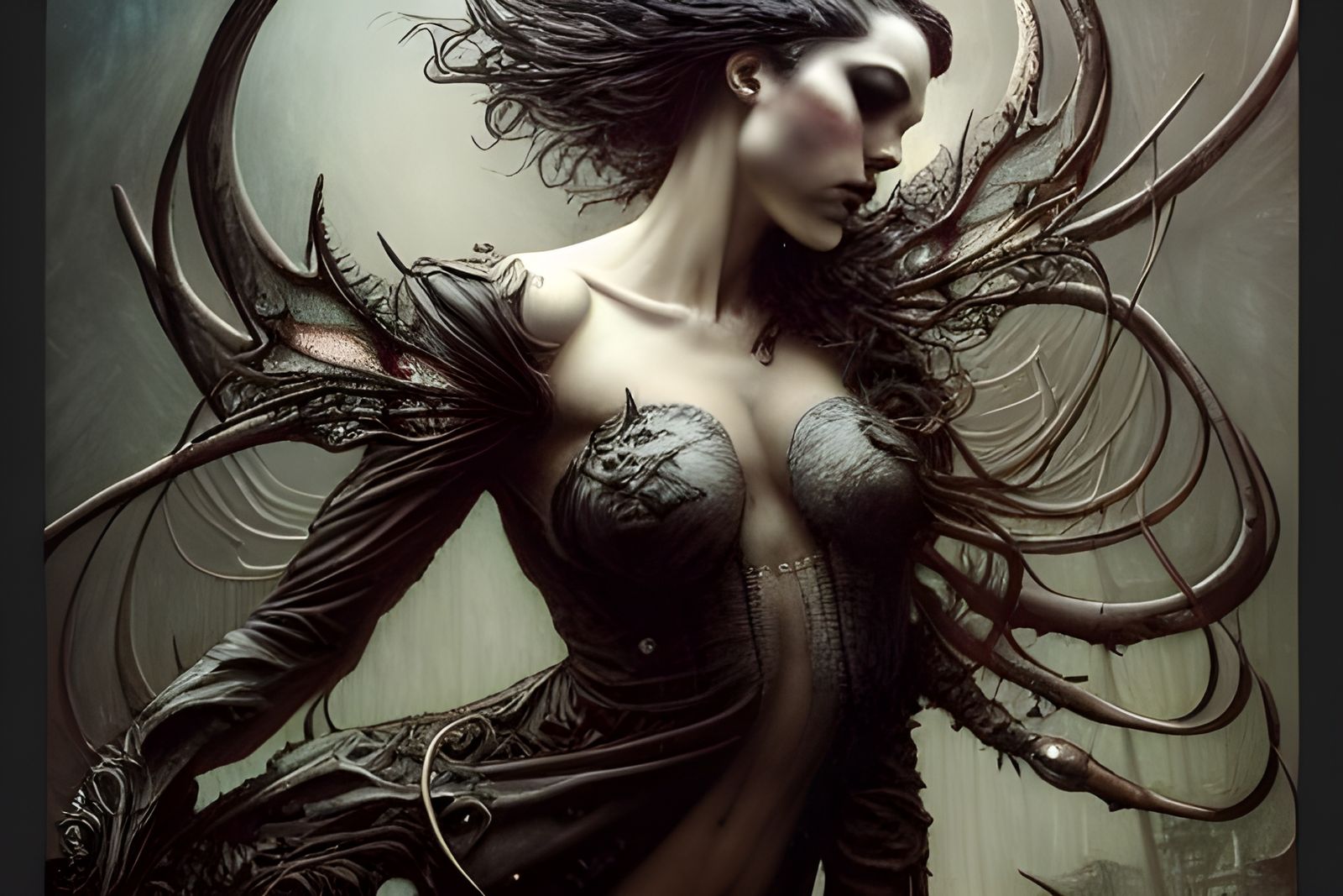 Intricate Rogue Figure with Fractal Vines in Digital Art