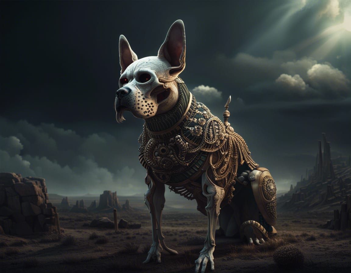 Dramatic Skull Dog Digital Matte Painting