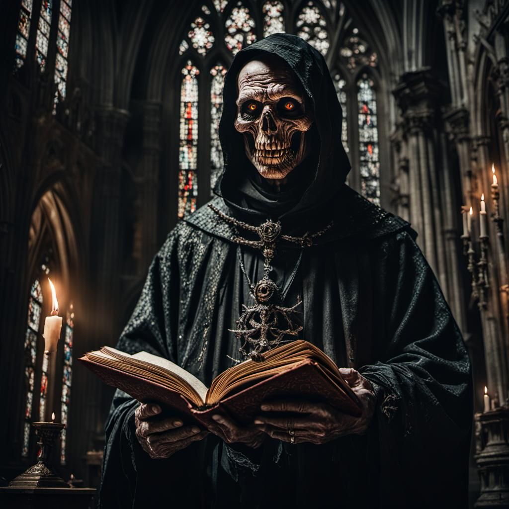 Demonic Poet in Cathedral, Surrealist Artwork