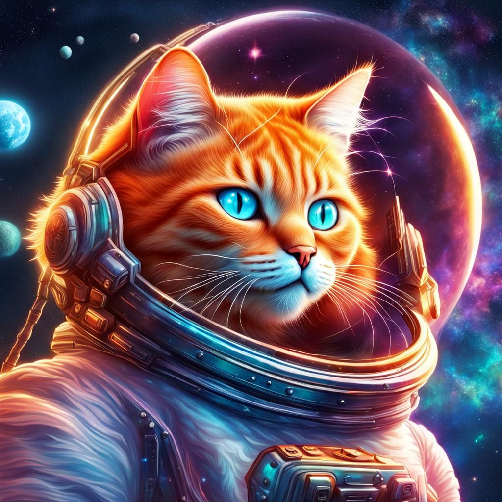 Ginger Space Cat Ready for Action