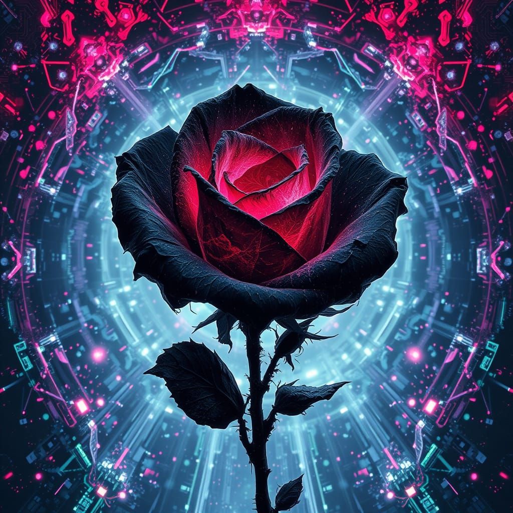 Quantum Portal Unveils Dark Cosmic Ash Rose