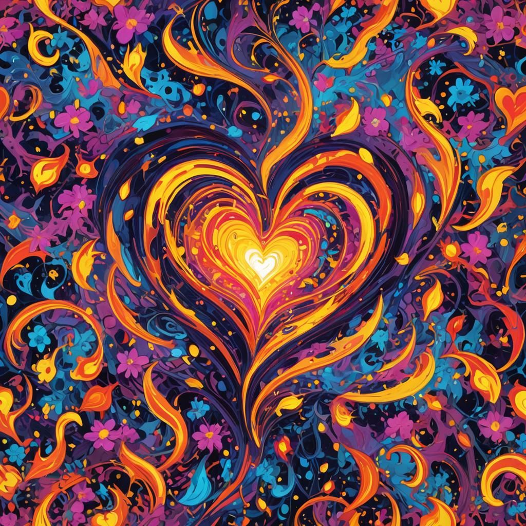 Abstract Fauvist Heart with Swirling Colors