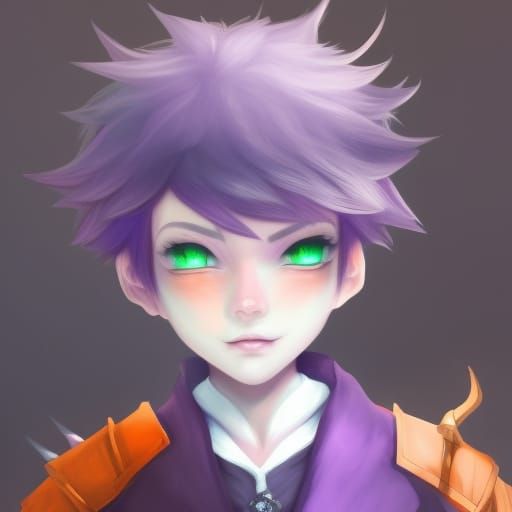 Anime Boy with Purple Hair and Top Hat