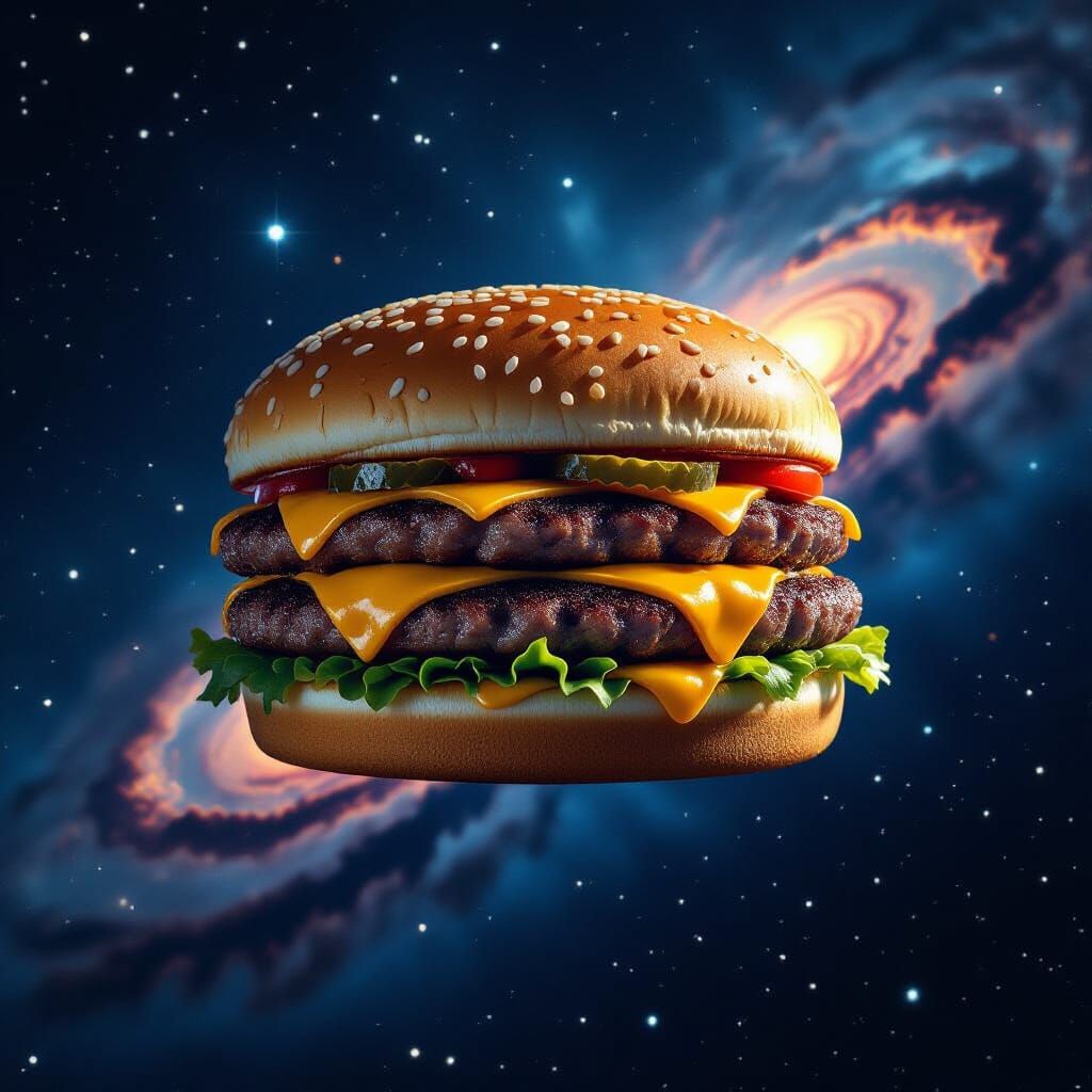 Hamburger in Space: A Cinematic Sci-Fi Vision