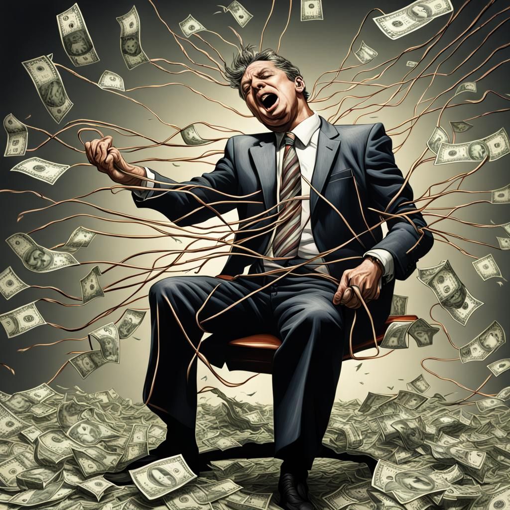 Executive Electrocuted by Money: Intricate Detail