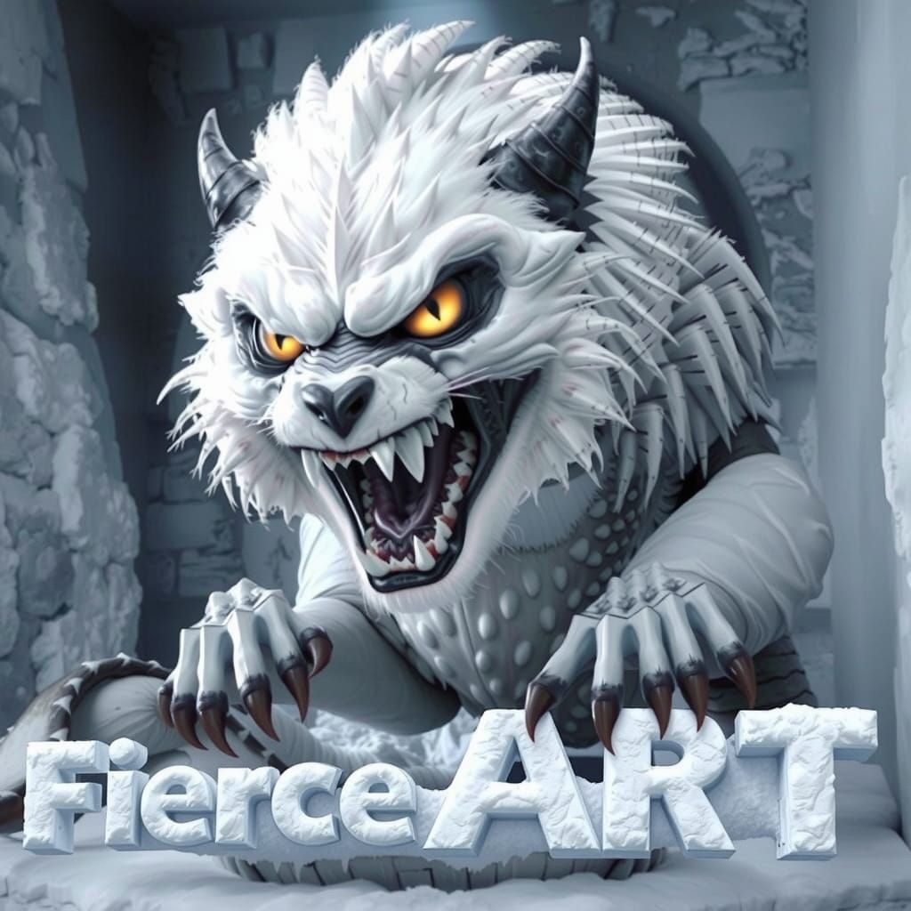 Text that says "Fierce Art" made from chunks of snow. Above ...