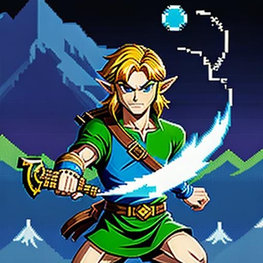 Retro 8-Bit Hero in Classic Game Art Style