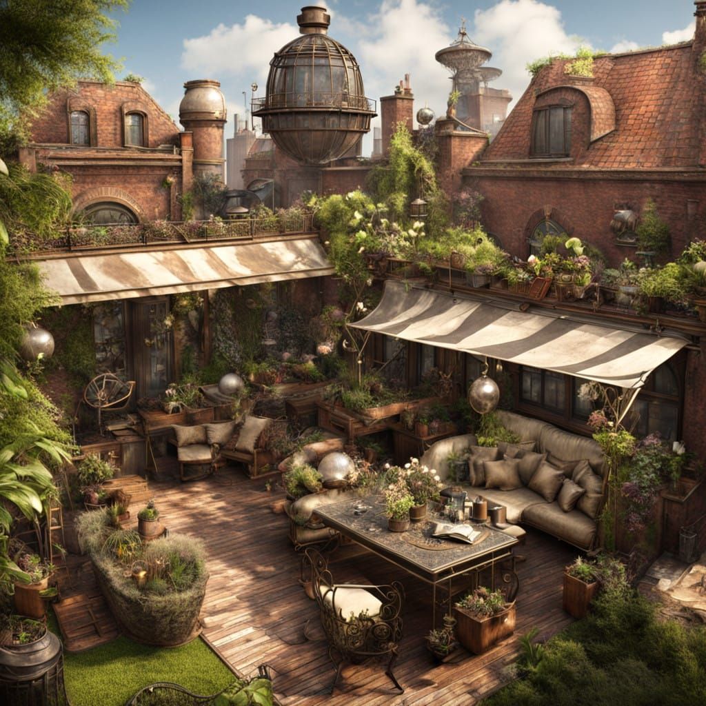 Steampunk Garden in a Gilded Aesthetic