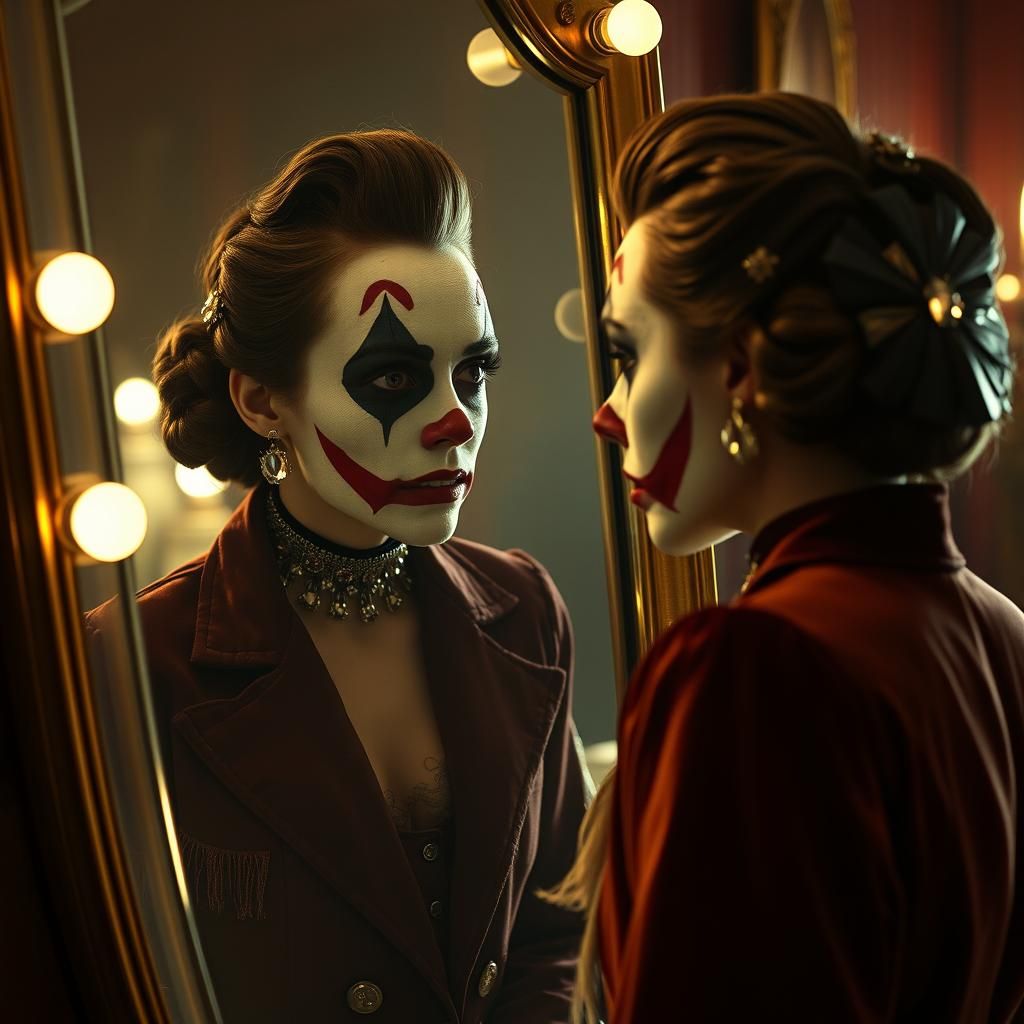 Sad Clown Reflection: A Cinematic Portrait