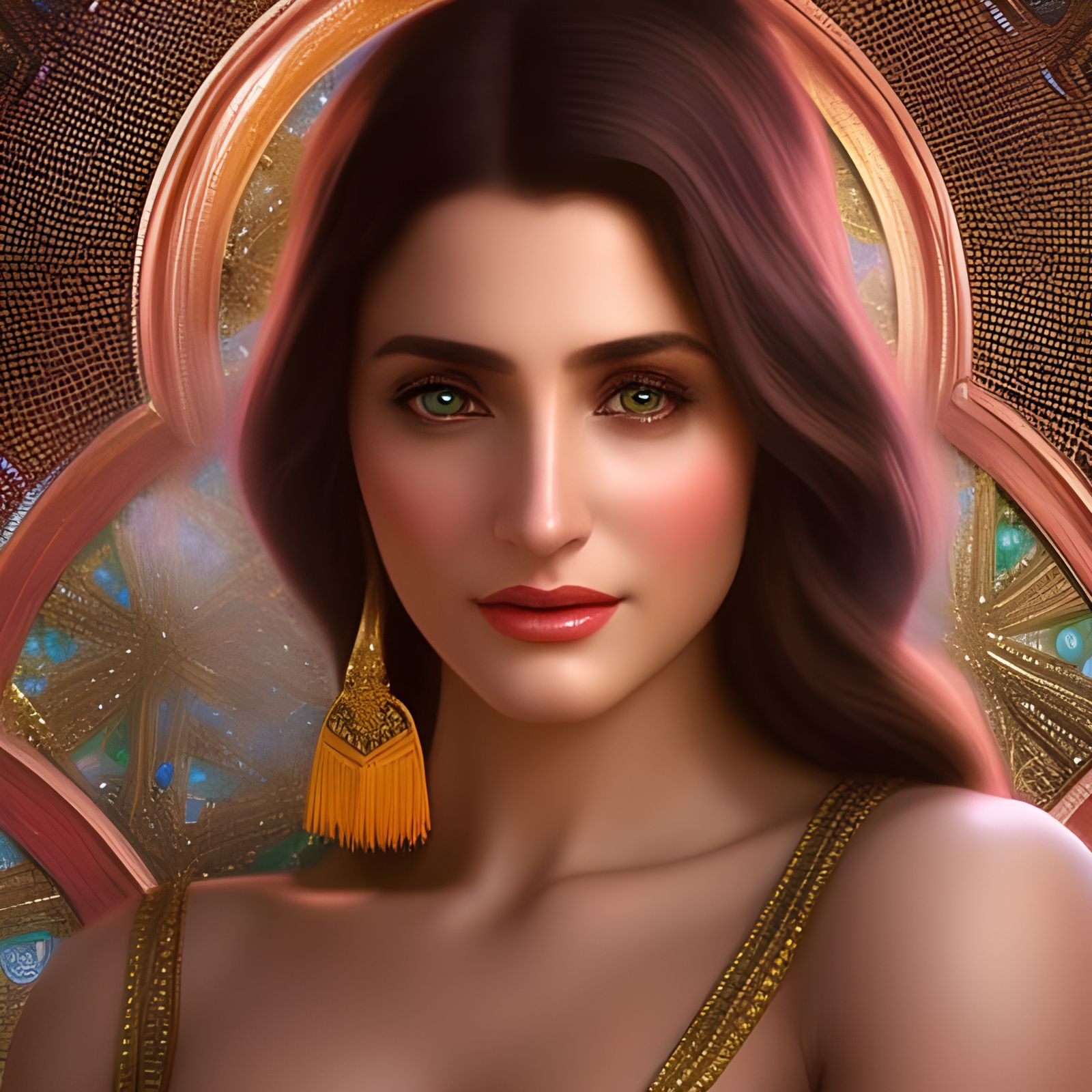 Glamorous Portrait in Pakistani Dress, Hyperrealistic Detail