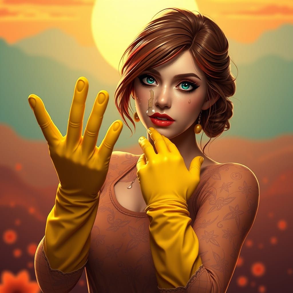 Stardew Valley's Jodi in Vibrant Art Nouveau-Inspired Scene