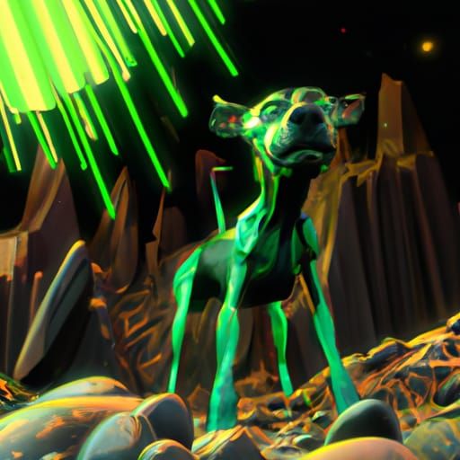Green Martian Dog Concept Art in 8K