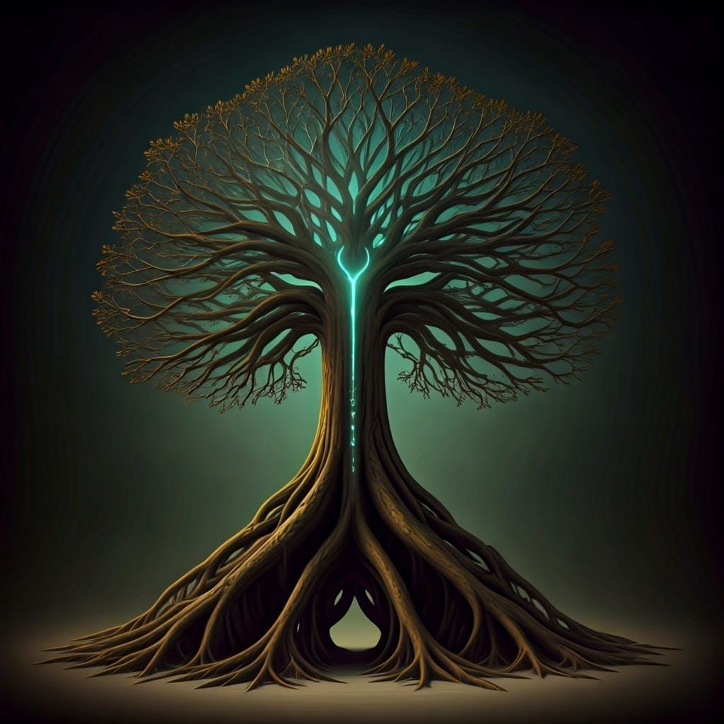 Cyberpunk Organic Treehouse with Motherboard Design