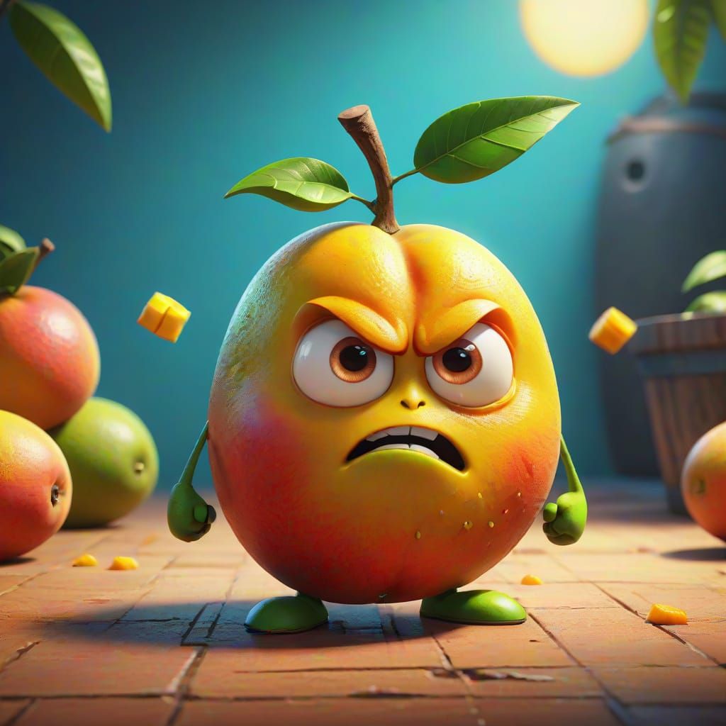 Vibrant Mango Portrait in Cinematic 3D Style