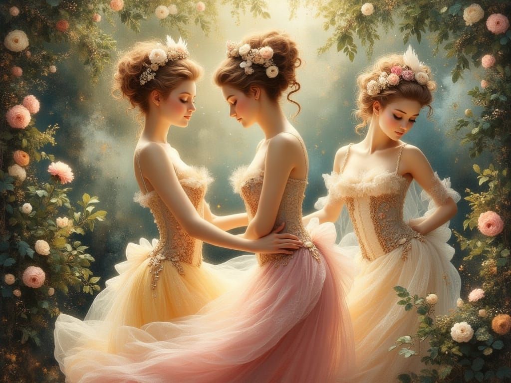 Elegant Women in Harmonious Rococo Dance