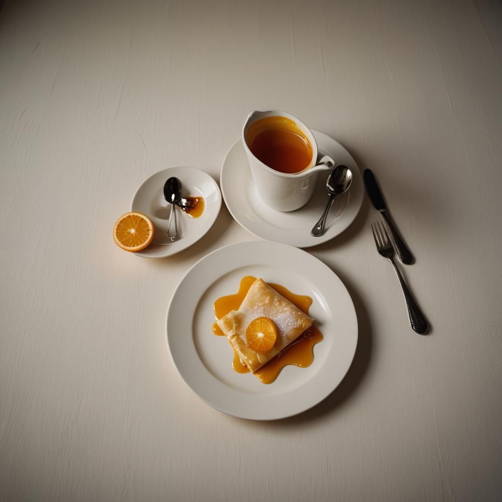 Crepe Suzette with Caramelized Orange Sauce in Vintage Style