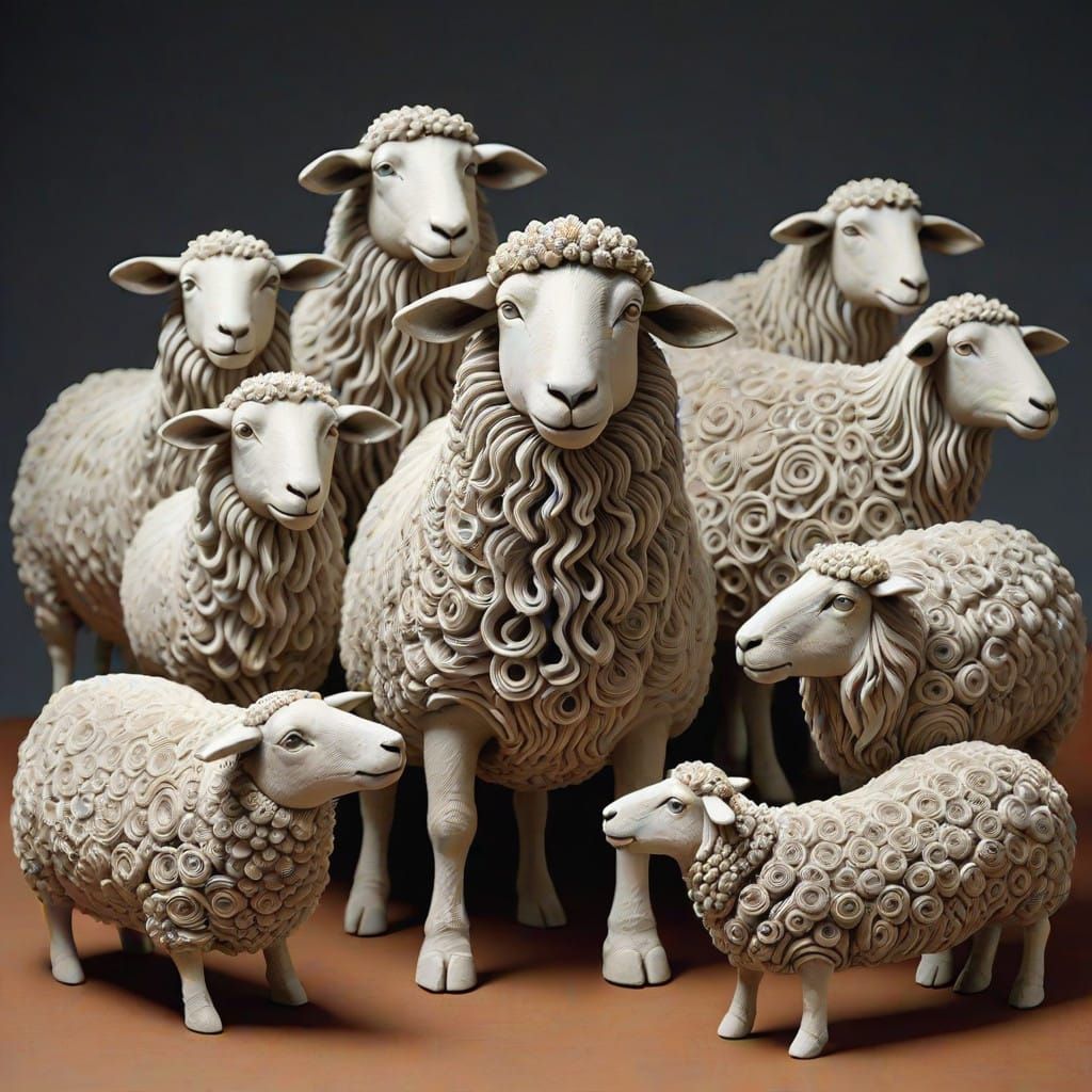 Earthen Menagerie of Clay-Crafted Sheep