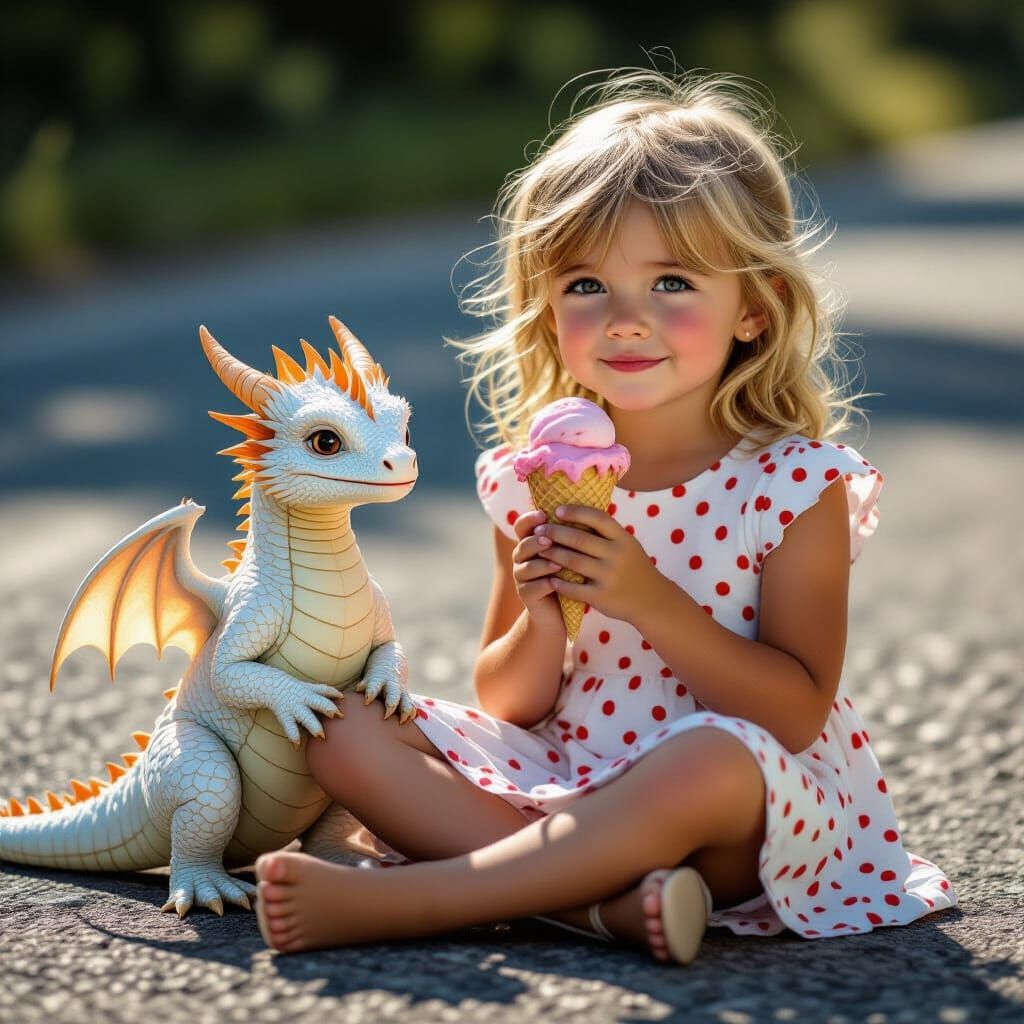 Girl and Dragon: Hyperrealistic Happiness Transformation