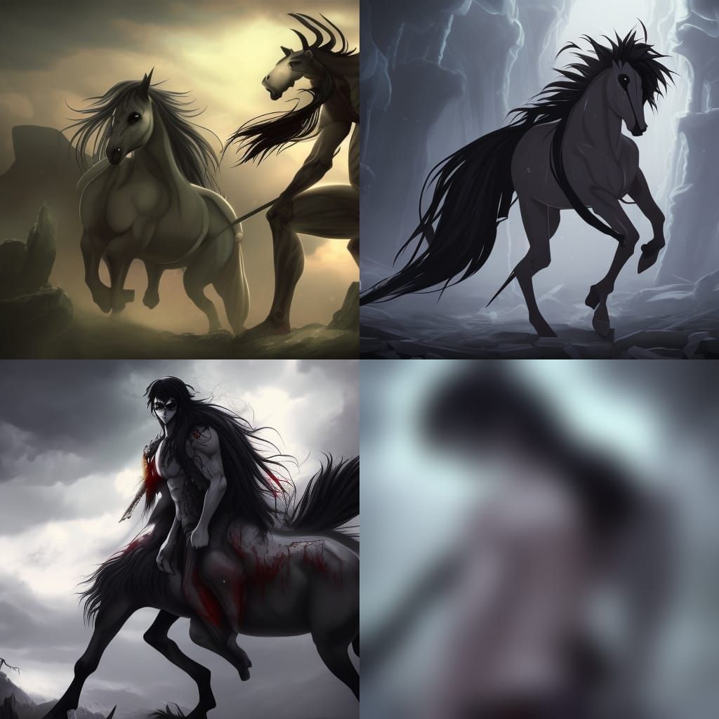 Undead Centaur Vampire Barbarian in Anime Style