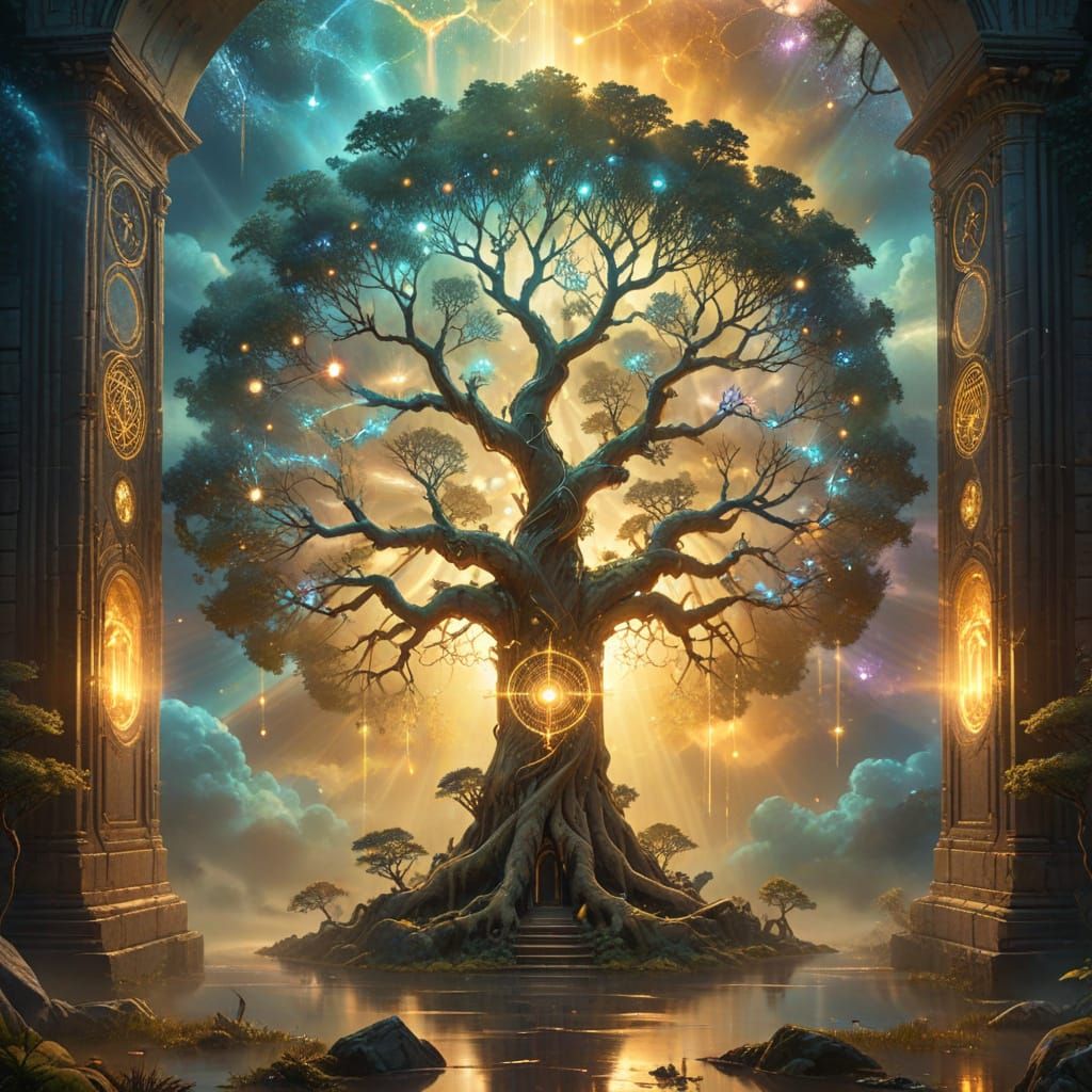 Ethereal Dreamcore Tree: Gateway to Heavenly Realms