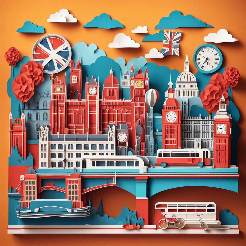 London in Vibrant Paper Art Style