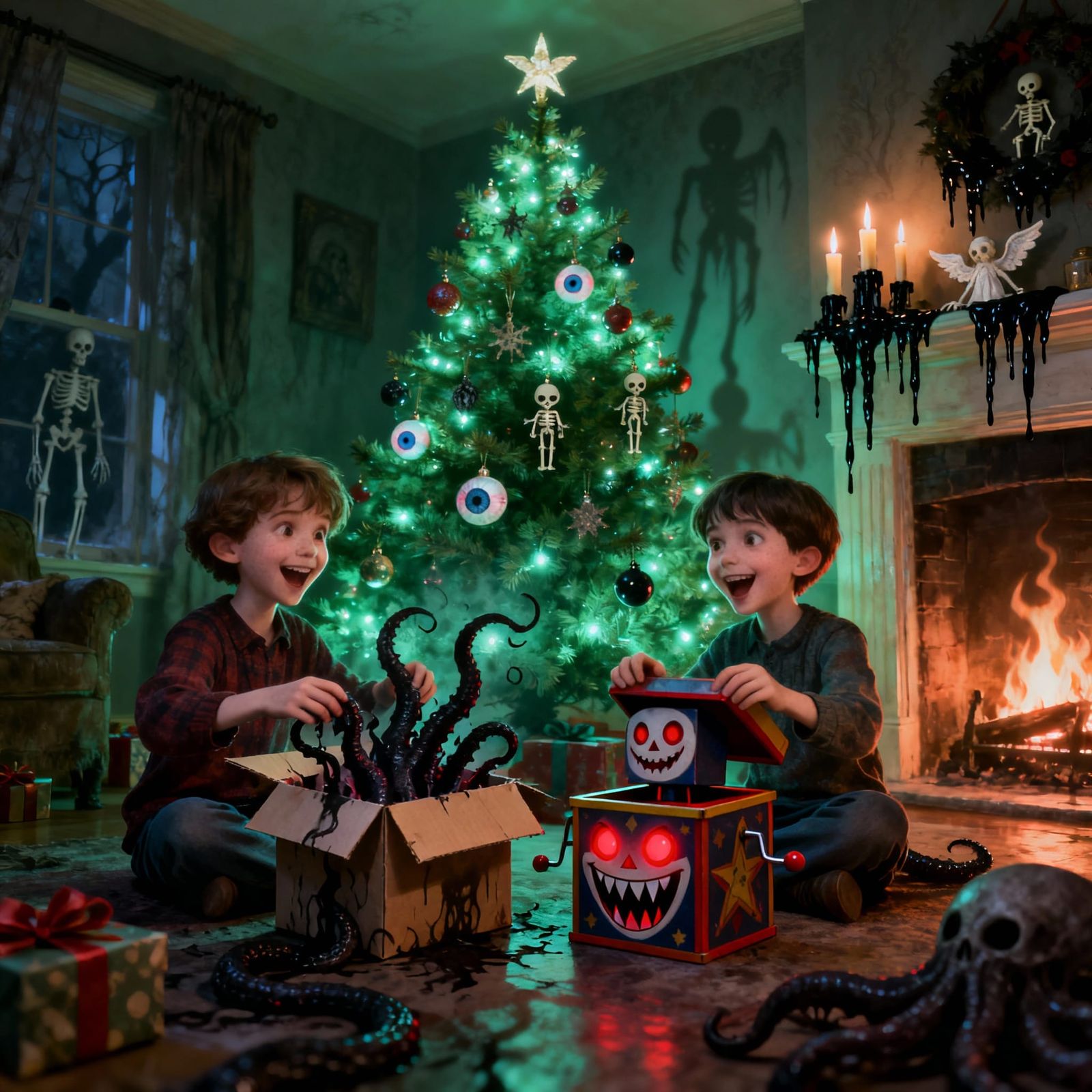 Children Open Cursed Christmas Gifts Under Eerie Tree