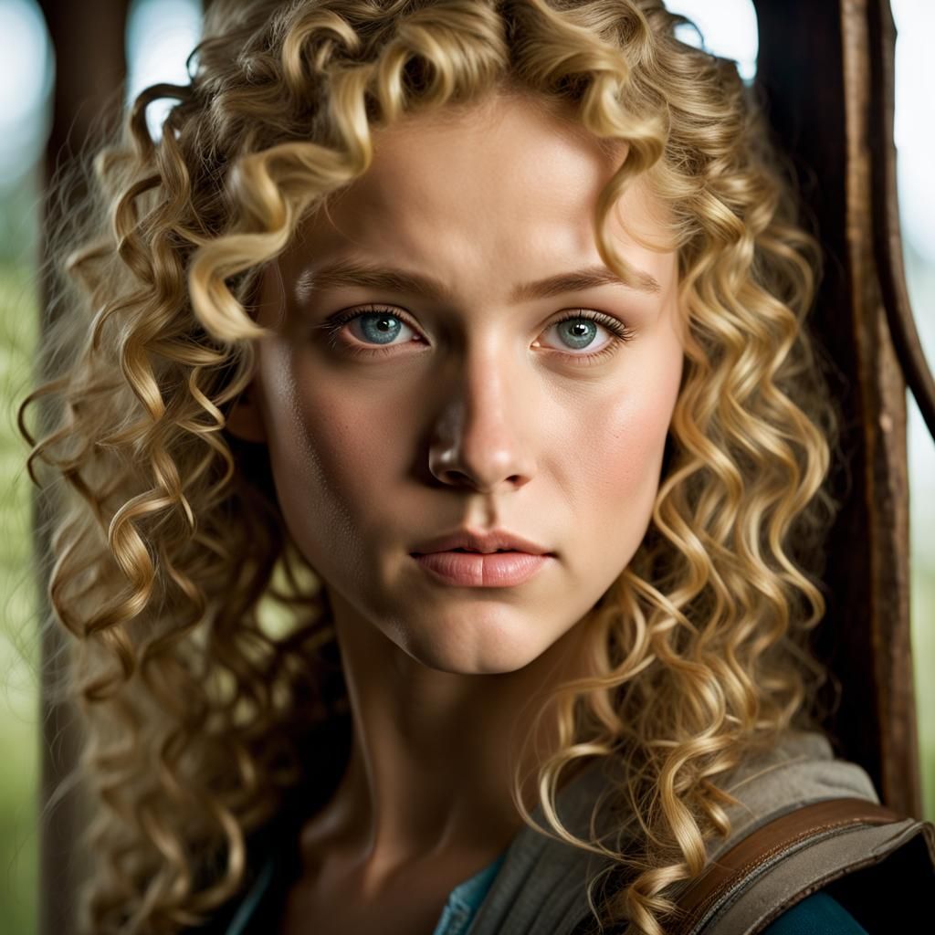 Nervous Blonde Girl Portrait with Studio Lighting