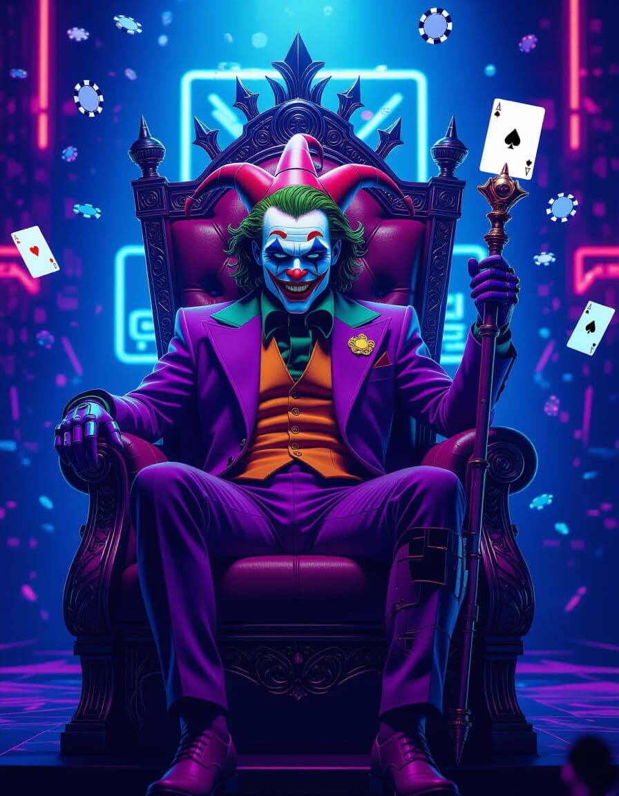 Futuristic Cyborg Joker Rules Cyberpunk Casino Deck