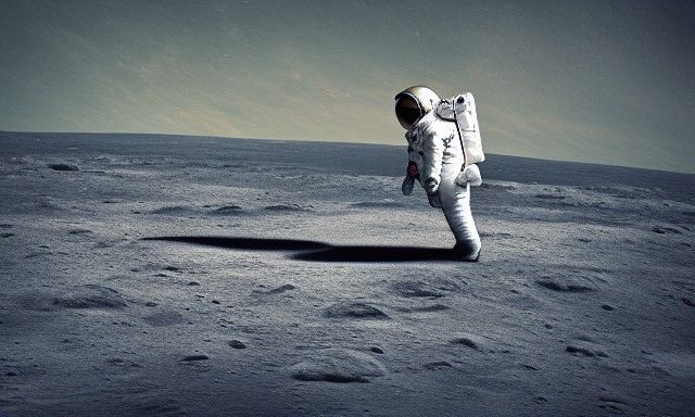 Astronaut on the Moon Edge in Photorealistic Style