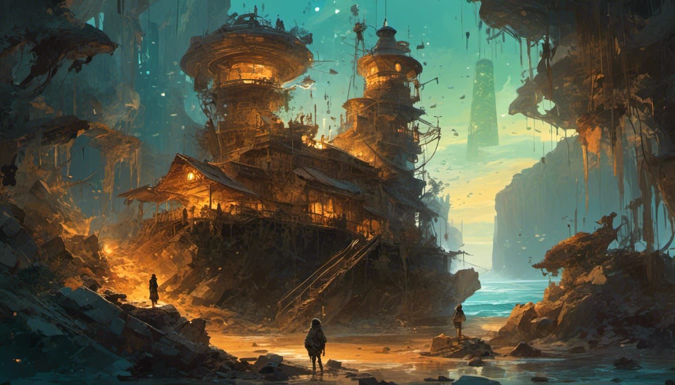 Sci-Fi Lighthouse Illustration in Retro-Futuristic Style