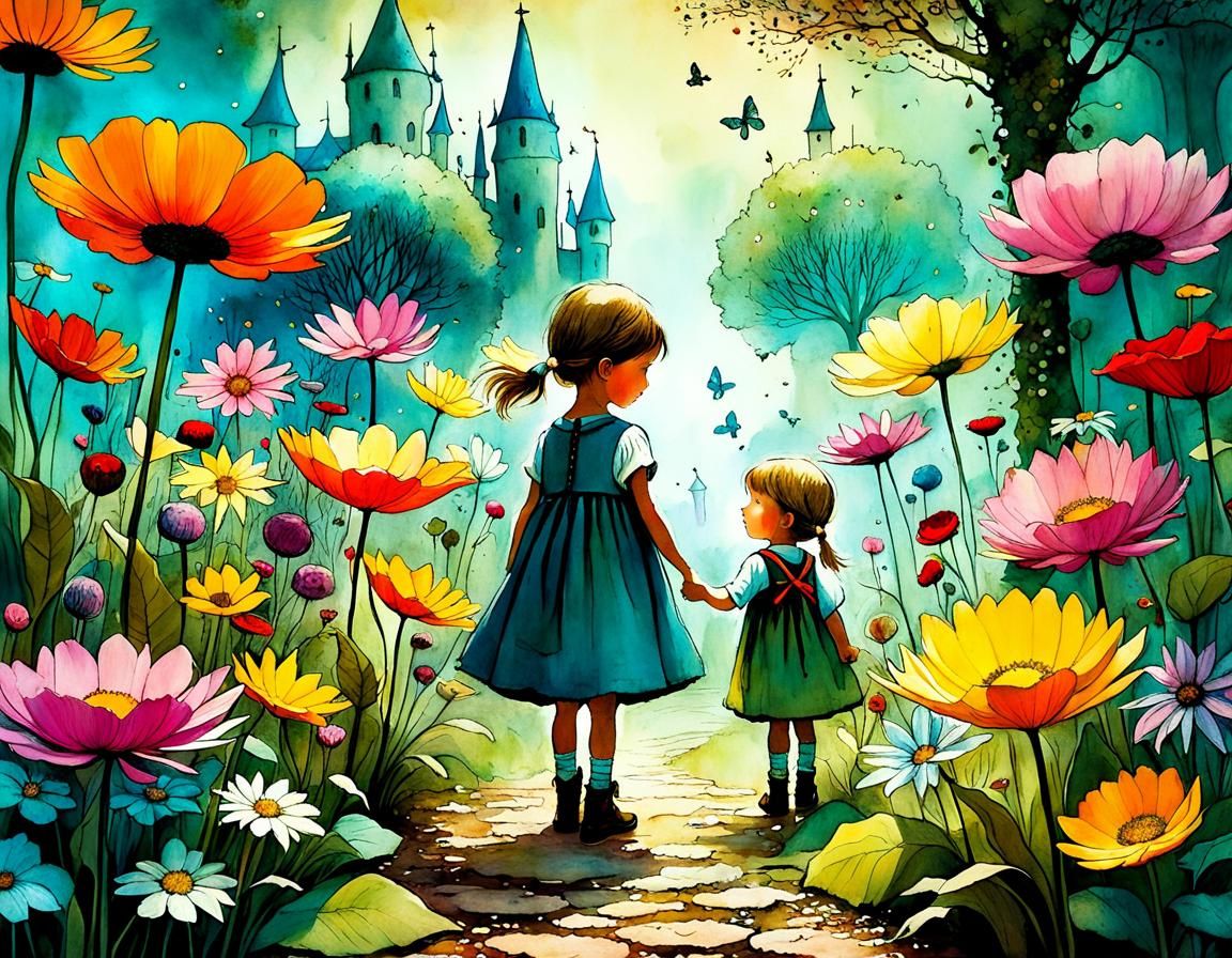 Whimsical Children's Garden Illustration