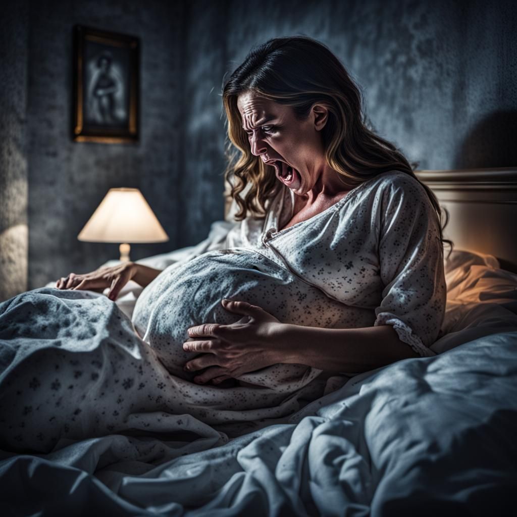 Childbirth Scene in Hyperrealistic Style