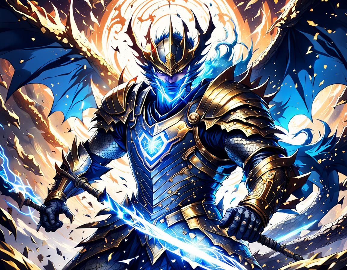 Hero Versus Dragon: Cinematic Anime Illustration