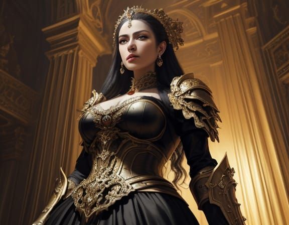 Regal Giantess with Glowing Orb in Baroque Style