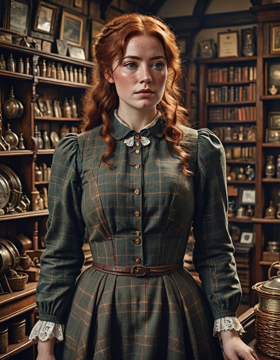 Victorian Woman in English Village: Digital Portrait