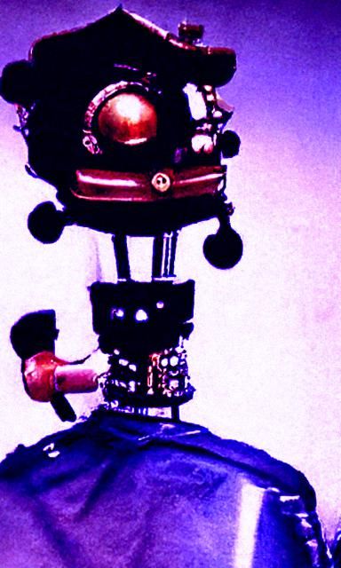 Steampunk Robot Barber with Visible Engine