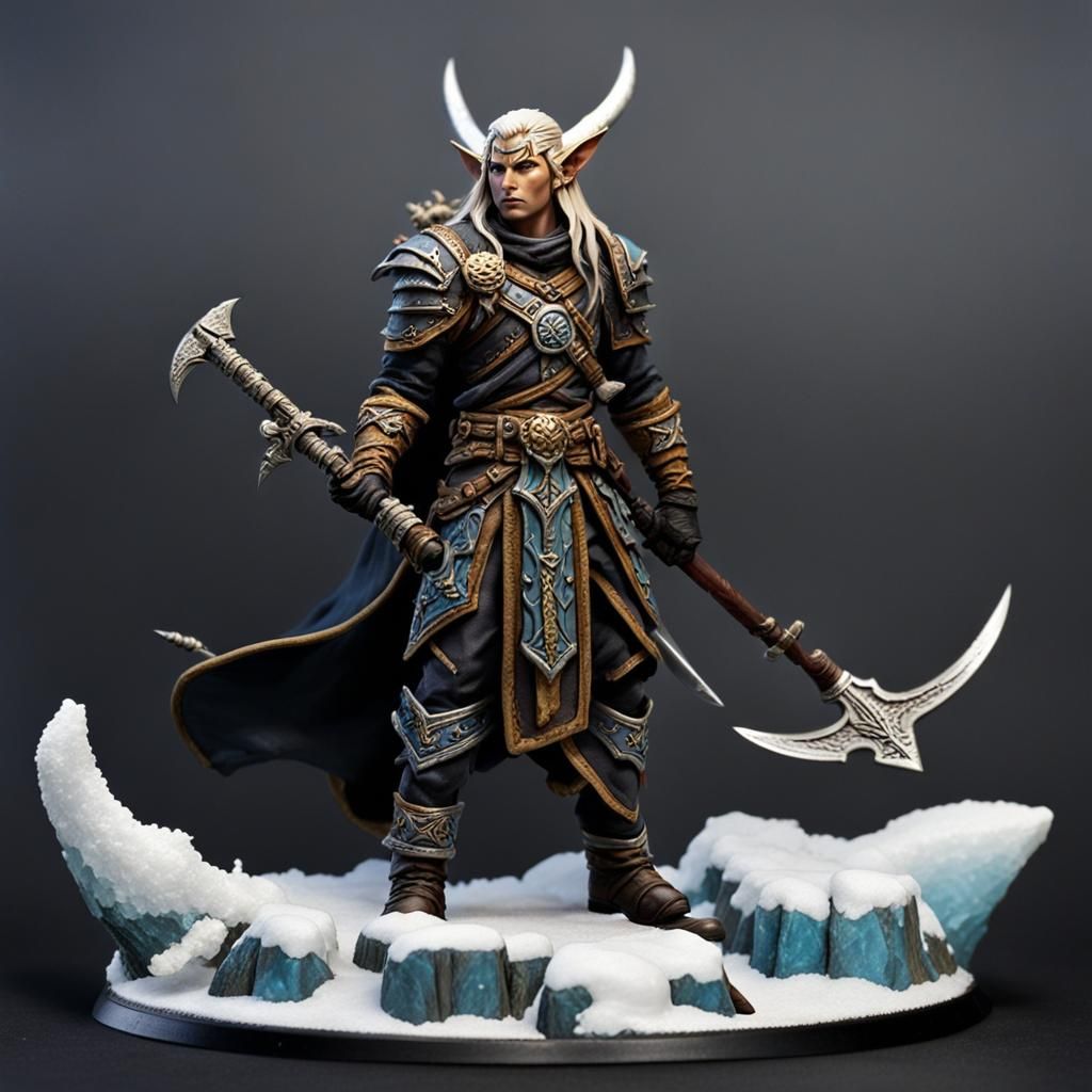 Sun Elf Warrior in Tundra, Dark Fantasy Art