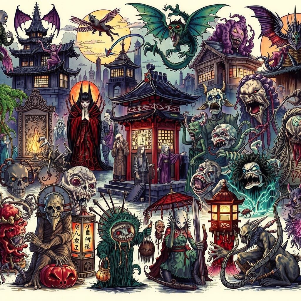 War-Torn Battlefield at Twilight with Dark Fantasy Creatures