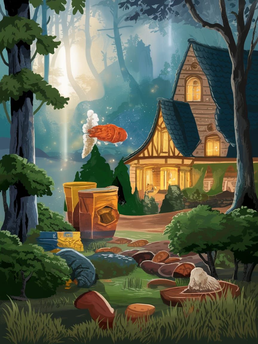 Ethereal Food Package in Thomas Kinkade Style