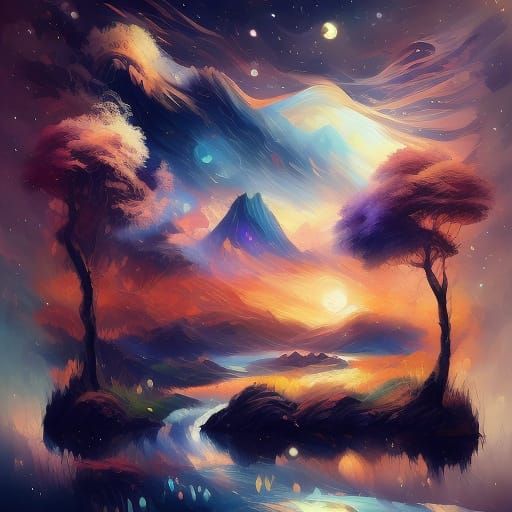 Ballerina Poses Gracefully on Stage in Impressionistic Style