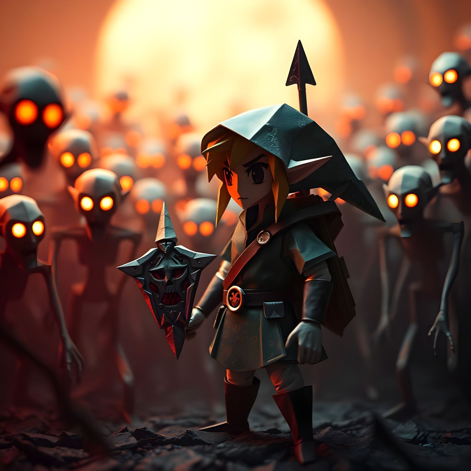 Origami Link Battles Papercraft Redeads in Epic 8K Papercraf...