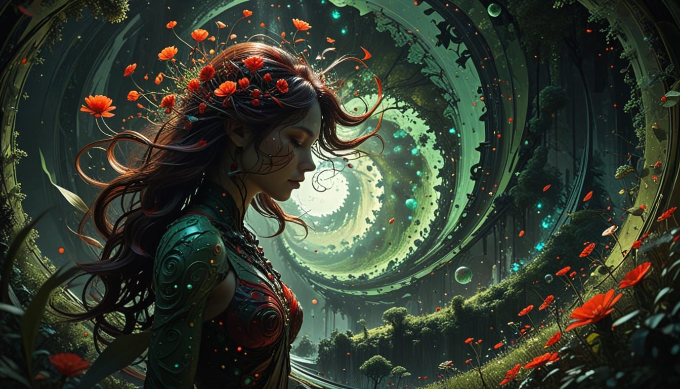 Fractal Silhouette: A Fusion of Anime and Origami