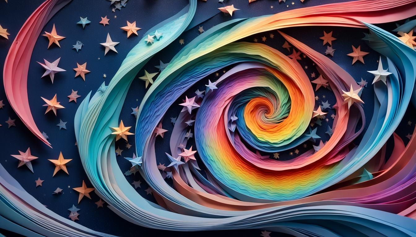 Iridescent Stars in Cosmic Papercraft Maelstrom