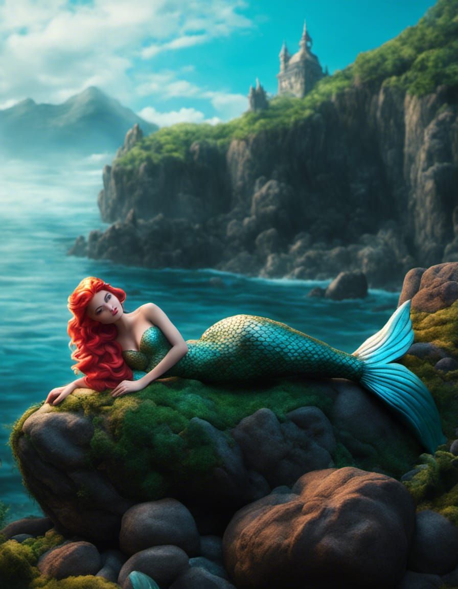 Sunbathing mermaid