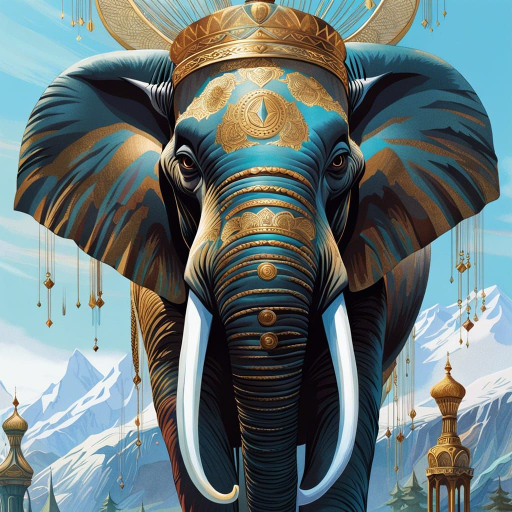Mysterious Elephant Portrait in Detailed Digital Painting