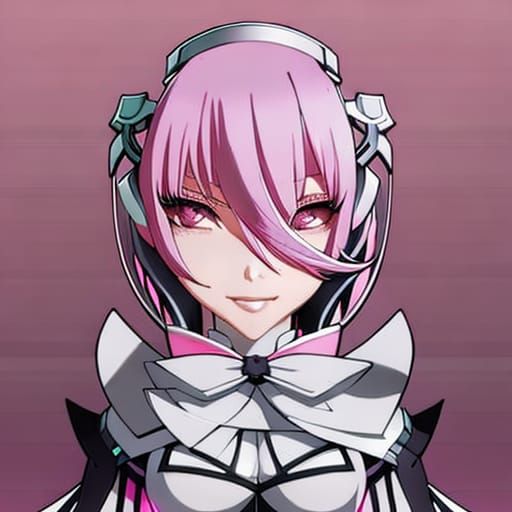 Anime Maid Portrait with Pink Hair and Eyes