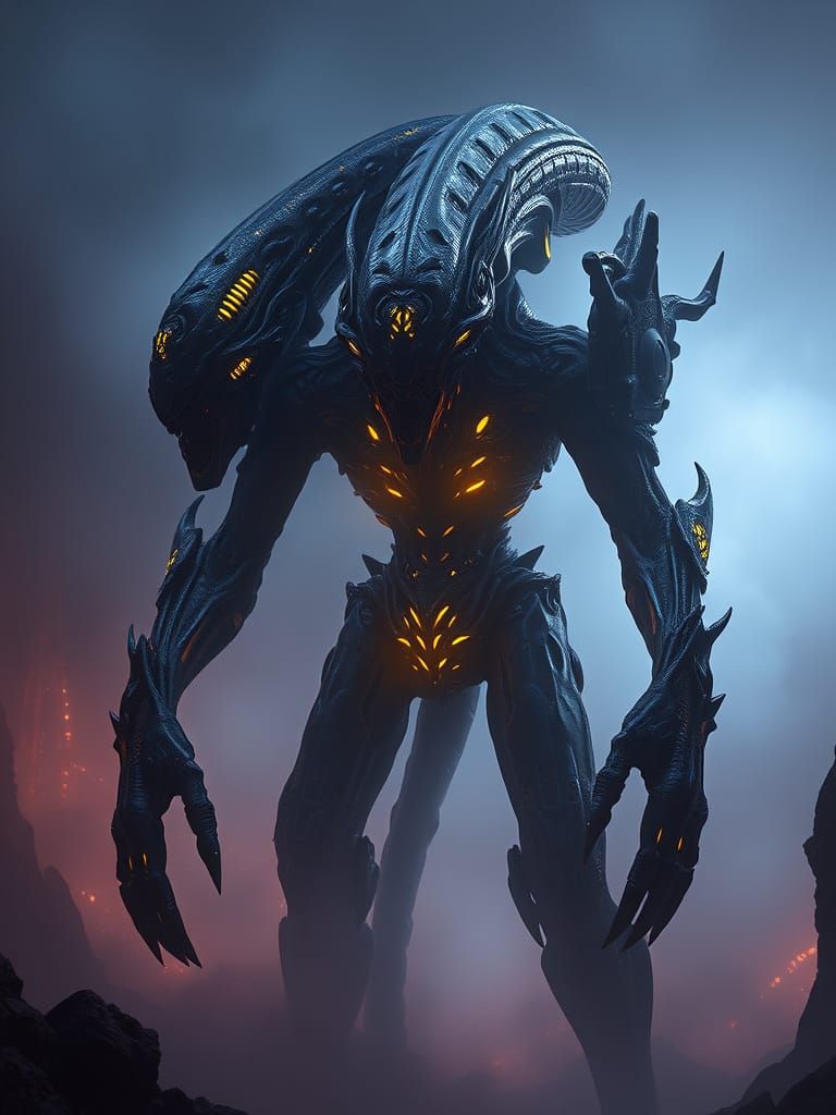 Ethereal Alien in Dark Science Fiction Realm