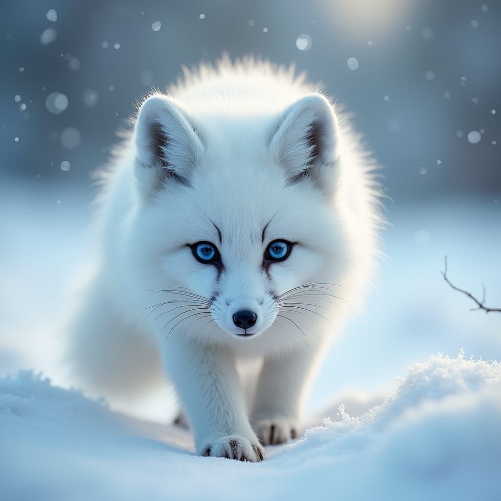 Winter Wonderland Encounter with a Majestic Arctic Fox in Cy...
