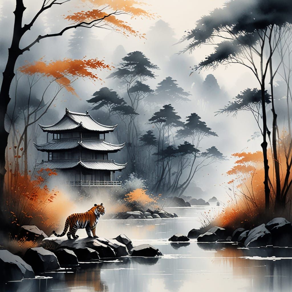 Surreal Bamboo Forest in Soft Watercolor Style